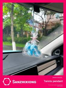 1 袋网球挂件汽车配件，汽车后视镜装饰吊坠，送给女士的精美礼物