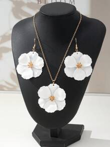 Vintage Floral Necklace & Earrings Jewelry Set, Boho Style Flower Jewelry, Cross-Border E-Commerce