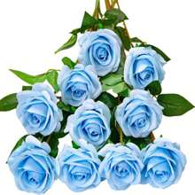 5pcs/10pcs Blue 20 Inch Valentine's Day Home Decoration Simulation High-End Roses,Bedroom Decoration Flowers Valentine's Day Bouquets, Desktop Decoration, Wedding Decoration Bride's Hand Bouquets, Wrist Flowers, Corsage Materials Home Restaurant Bedroom Vase Decoration Bouquets DIY Birthday Party Cake Materials Valentine's Day New Year Gift Materials Shooting Props, Vase Decoration, New Year Decoration, Outdoor Garden Decoration