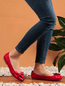 Zapatos Planos Casuales Para Mujer, Zapatos PlanosA La Moda Para Mujer, Zapatos de mujer tipo bailarina, adecuados para combinar a diario para vacaciones de verano, rebajas de verano, básicos elegantes para negocios casuales, elegantes para Navidad, Año Nuevo y otoño  Elegante  Bohemio    Lazo - Rojo - Ver 3