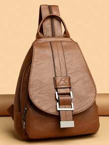 2026 Multifunctional Women Leather Backpacks Casual Backpack For Teenager Girls School Chest Bag Travel Bagpack Ladies Sac Back Pack - Brown - View 4