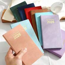 1 neuer Planer 2026 - 17,5 cm / 9,5 cm - mit Lesezeichen, Index - 60 Blatt - 120 Seiten Erwachsenen-Planer auf Englisch, tragbares Tagebuch aus Kunstleder - acht Farben zur Auswahl, Schulmaterial, Rückkehr zur Schule