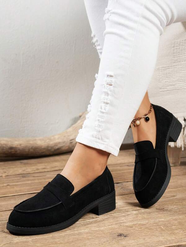 Fabric Basic Slip-On Loafer Shoes For Outdoor, All Seasons