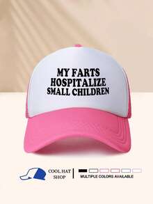 酷炫复古风格棒球帽，弧形帽檐，Farts 字母印花破洞卡车司机帽，男女通用棒球帽，适合休闲户外运动，遮阳 - 海綿帽 - 查看 6