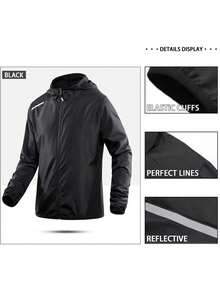 Quick-Dry Boyfriend Style Men's Sports Ultra-Thin Jacket - Night Reflective Stripes, Breathable Mesh, Cooling Effect, Elasticity, Softness, Lightweight, Very Suitable For Daily Wear, Running, Outdoor Activities - Black - View 3