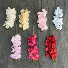 1/2/4/6 piezas, Pintura al óleo de orquídea de mariposa rojo oscuro simulada, Flores decorativas para sala de estar, mesa de comedor, habitación modelo, decoración de boda y compromiso, flores artificiales, decoración navideña, aproximadamente 98 cm, regalos para mujeres, regalo de cumpleaños, decoración del hogar, decoración del hogar, adornos del hogar, flores falsas, flor artificial