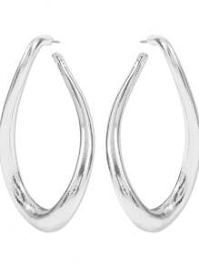 1 对不对称水滴双圈扭曲简约环状耳环，时尚百搭设计