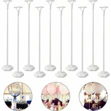 10 Sets Balloon Stick Stand, Holder With Base For Table Desktop Centerpiece, Birthday Party, Wedding,  Shower And Anniversary Decoration (15.7 Inch White) - 常規 - 查看 1