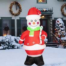 Inflatable 7 Ft Christmas Snowman With Built-In LED Lights, Stakes - Xmas Blow Up Yard Decor, Outdoor Christmas Decorations For Yard, Lawn, Garden - Christmas Inflatables - White - View 1