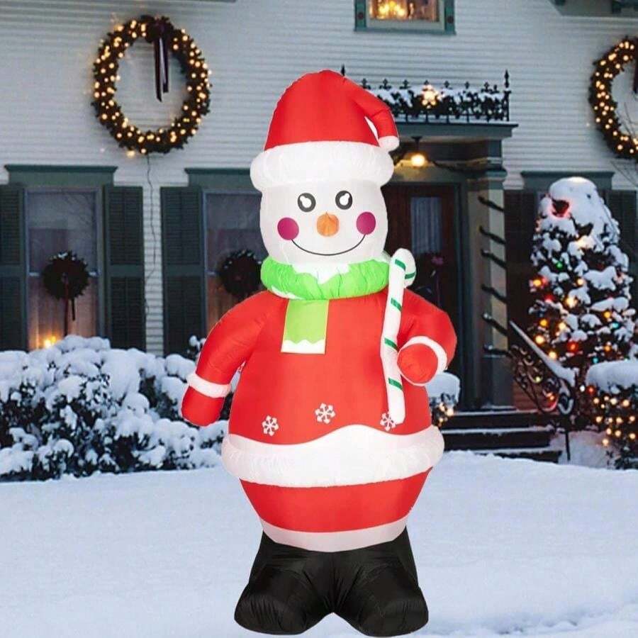 Inflatable 7 Ft Christmas Snowman With Built-In LED Lights, Stakes - Xmas Blow Up Yard Decor, Outdoor Christmas Decorations For Yard, Lawn, Garden - Christmas Inflatables - White - View 1
