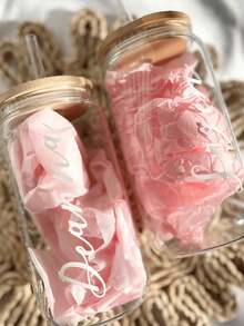 Personalized Glass Tumblers | Bridesmaid Tumblers | Iced Coffee Cup | Personalized Gifts | Proposal Box Gifts | Birthday Gift | Bride Easy To Clean, Exquisite,High-Quality Custom,Personalized,Unique Ideal Gifts For Her Her,Boyfriend,Girlfriend,Dad,Mom,Family,Friends,Son,Daughter,School Students,Workers,Kids School,Home,Office - Multicolor - View 4