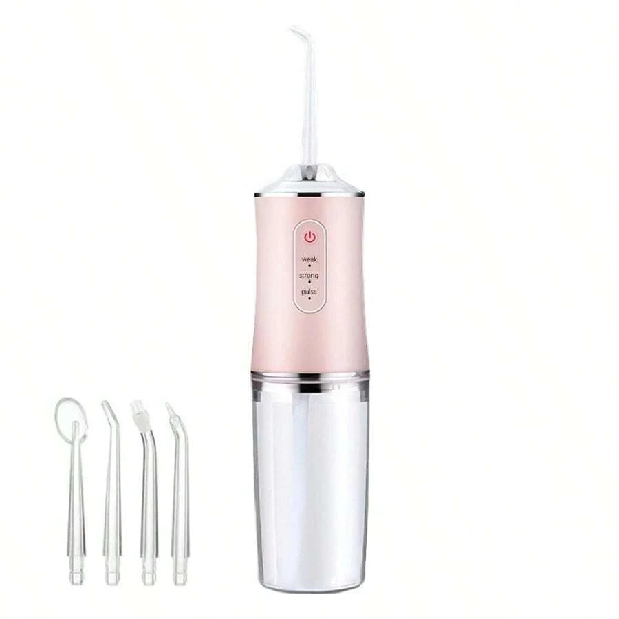 Teeth 3 Modes 4 Jet Tips Cleaning And Flossing Water Dental Portable Floss Irrigator Oral Water Flossed Rechargeable Tonsil Stone Travel Adults - Hồng - Xem 1