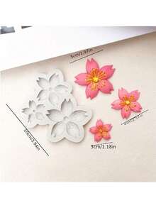 1 件樱花形状硅胶模具，3D 软糖模具，用于 DIY 手工皂、香薰、蜡烛、珠宝制作、装饰硅胶模具 - 白色 - 查看 2