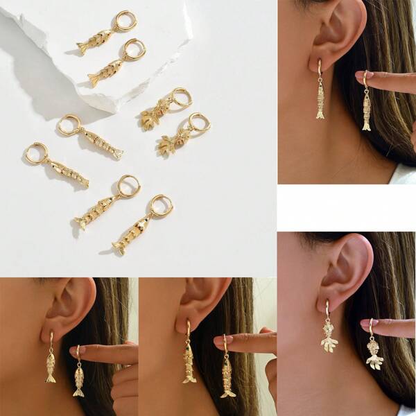 1 Par de Brincos de Moda Feminina com Peixe Koi Dourado, Brincos Pendentes de Carpa da Sorte, Jóias Charmosas para Uso em Festas