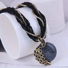 Elegant And Fashionable Bohemian Style Women's Multi-Color Imitation Opal Pendant Necklace Gift Brand New Retro Style, A Variety Of Colors For You To Choose, Suitable For Daily Wear, Versatile And Good-Looking - màu đen - Xem 13