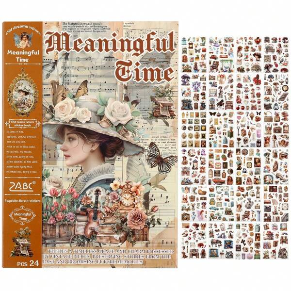 Vintage Sammelalbum Sticker 480 vorgefertigte Menschen/Blumen Sticker für Scrapbooking, Washi Sticker für Journaling, Journalsticker für Erwachsene, Scrapbooking Zubehör