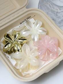 4 件/套 6 厘米 Y2K 亚克力渐变色小花朵发夹，优雅精致的发髻装饰，可爱的卡哇伊时尚配饰，适合日常装扮，夏季海滩发夹发饰，学校用品，大学 - 彩色 - 查看 4