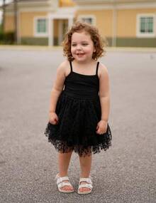 2025Toddler Girls Tulle Dress Rainbow Tutu Birthday Princess Dresses Formal Photo Shoot Outfit Summer Clothes 2-6T'Sprout Style' - 黑色 - 查看 7