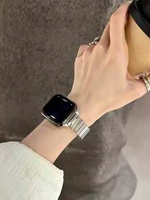 1pc Asymmetrical Metal Watchband Compatible With Watch Band Watch 42mm 38mm 40mm 41mm 44mm 45mm 46mm 49mm Fashion Smart Watch Replacement Watch Strap For Series Ultra2 Ultra SE2 SE 10 9 8 7 6 5 4 3 2 1 For Men Women - Silver - View 3