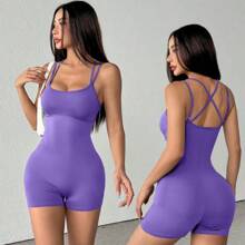 1 件性感细肩带连体短裤活力健身瑜伽连体衣塑身衣