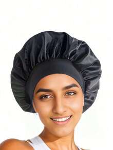 定制缎面光滑睡眠帽，可定制名称或徽标，配有宽松松紧带，女士夜间发帽，适合所有发质