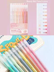 Bút gel Languo 9 màu dung tích lớn, bút marker acrylic không trong suốt, bút vẽ doodle phong cách Ins đơn giản dễ thương màu Morandi & Candy, bút lập kế hoạch cho học sinh vẽ nghệ thuật, vẽ truyện tranh, ghi chép - Nhiều màu - Xem 5