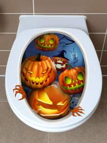 1pc Halloween Novelty Wall Decal, Creepy Pumpkin & Dark Rose Floral Vine Background Wallpaper Sticker, Self-Adhesive Decor For Bedroom, Living Room, Corridor, Entryway, Kitchen, Bathroom, Festive Home Decor Halloween Decor Fall Decor Room Decor Autumn Decor