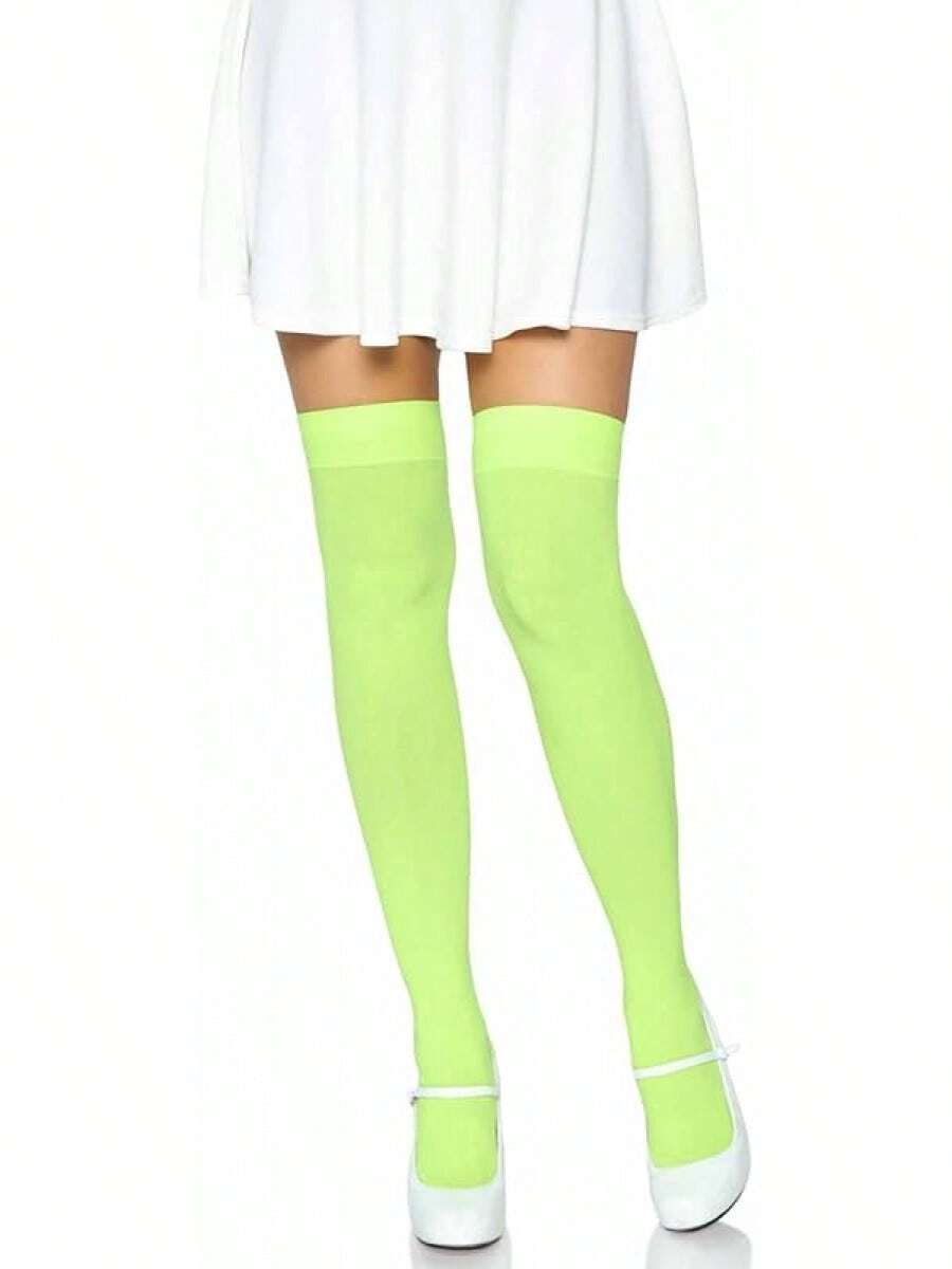 Women's Solid Hue Thigh Highs Puh6dian