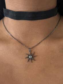 1 件复古旭日吊坠项链，哥特式颈链，适合女士、日常和派对配饰