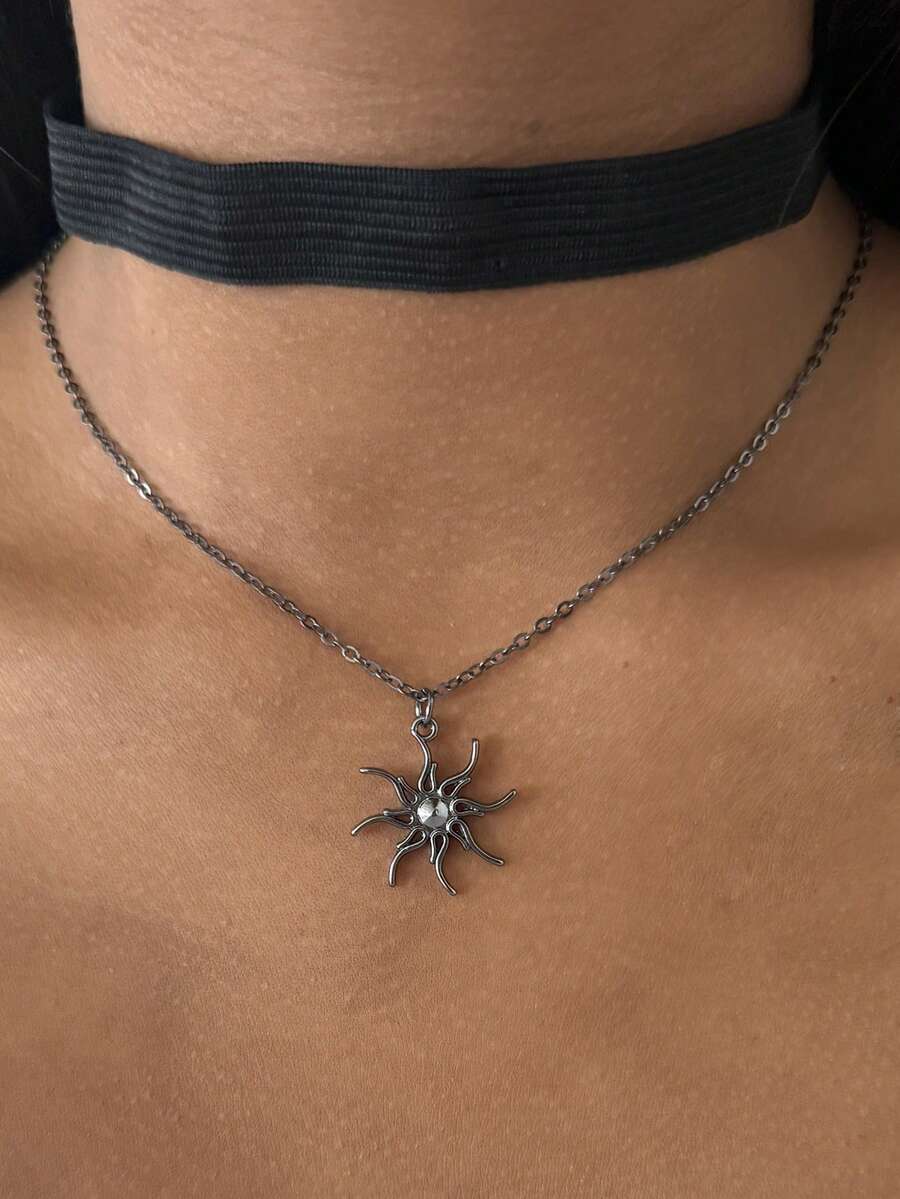 1 件复古旭日吊坠项链，哥特式颈链，适合女士、日常和派对配饰