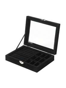 1pc Acrylic Jewelry Ring Storage Display Box Back To School - Black - View 15
