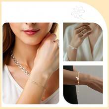 10pcs/Set Heart Shaped Pendant Chain Bracelet Suite, Stainless Steel Adjustable Jewelry Findings With Lobster Clasp, For DIY Jewelry Making