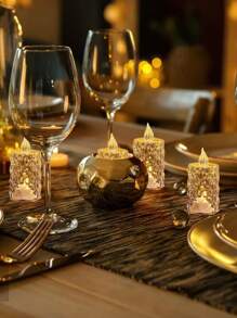 12 piezas - Lámpara de vela con patrón de diamante y cristal transparente simulado, vela electrónica sin llama LED, utilizada para decoración de mesa de hotel, atmósfera de boda, decoración para fiesta de vacaciones, lámpara de ambiente para acampar al aire libre, decoración navideña, decoración del hogar, decoración de habitación, decoración de dormitorio