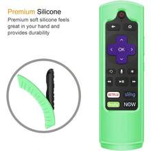 CaseBot Remote Case For Roku Voice Express HD 4K+ Ultra LT Enhanced Voice Express 3930 Premiere+ 3921 Streaming Stick+ Remote Honey Comb Anti Slip Shockproof Silicone Cover Green Glow - 綠色夜光 - 查看 5