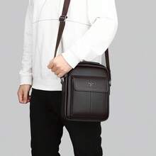 1 件男士简约 PU 皮革单肩包/斜挎包，休闲斜挎包，功能性通勤包，黑色，男友礼物，男士复古侧袋斜挎包，新生活必需品，学生用品，男士必备钱包，时尚男包，商务中学生斜挎包，男包，大学生 PU 单肩包，休闲百搭男包