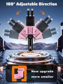 W&O 4 In 1 Retractable Car Fast Charger In Mech-Style 65W Charger Car Charger With Retractable Cablea And Multi-Port Usb C Holiday Gifts,Car Essential,Room Decor,Compatible With Iphone,Halloween Gift,Fast Charger - 粉色 - 查看 7