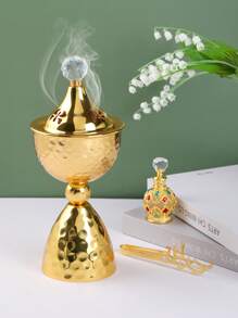 1 pieza/set Un quemador de incienso de hierro forjado simple y elegante. Con tapa, quemador de aromaterapia, decoraciones, quemador de incienso, quemador de incienso, perfume para el hogar, decoración del hogar. Es adecuado para la decoración del hogar, dormitorios, salas de estar (como centros de mesa), oficinas, lugares de yoga y fiestas para crear una atmósfera elegante. También se puede usar para la decoración de templos.