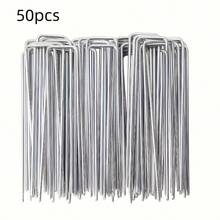 6英寸镀锌金属草皮钉，U型草坪钉，适用于地面覆盖物、花园网和人造草坪