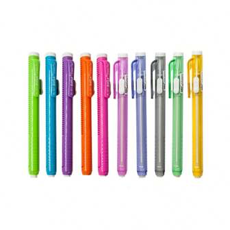 1pc Retractable Pencil Erasers - Replaceable Refillable Rubber Erasers For School, Office & Home Use, Vibrant Colors (Pink, Yellow, Green, Blue, Purple) - Durable & Easy-To-Use Stationery Accessories, School Supplies, Colorful Erasers, Smooth Surface, School Essentials