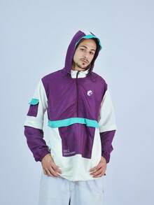 ANORAK URBAN CHAMELEON WINDCUT JACKET HOOD Autumn Spring Oversized Knot Zipper Men's - 紫色與灰白色 - 查看 4