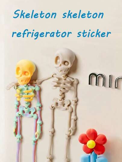 3D骷髅磁性冰箱贴，带关节活动的创意玩具工艺品，万圣节装饰，送给朋友的礼物，适用于厨房和办公室白板、储物柜和洗碗机，厨房装饰，家居装饰