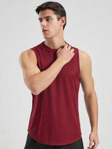 男士运动背心，健身跑步休闲T恤，超轻 - 紅色 - 查看 3