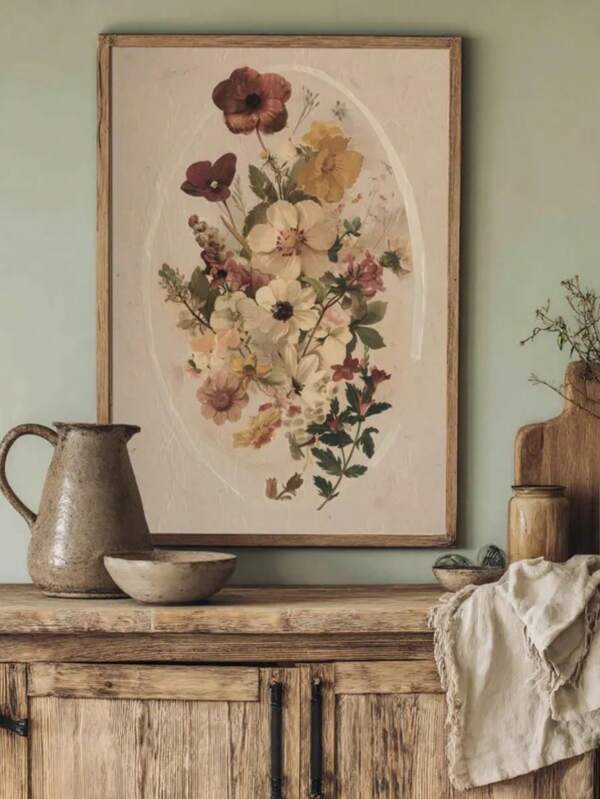 1 Piece Flower Art Prints Floral Painting Posters Botanical Hanging Pictures Vintage Canvas Wall Arts Wall Pictures Aesthetic Wall Artwork Girls Dorm Decoration Living Room Wall Decor No Frame