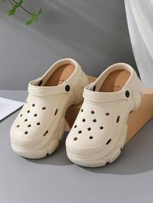 女士时尚加厚鞋底简约设计户外花园鞋，休闲度假沙滩凉鞋