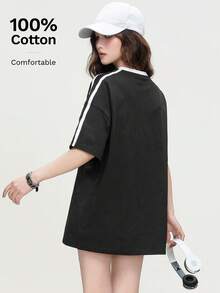 时尚女士插肩袖条纹宽松休闲T恤