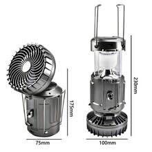 Portable Solar Lantern Fan USB Rechargeable LED Camping And Emergency Lamp - Silver - View 6