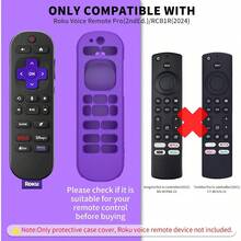 [2 Pcs] Silicone Remote Case Cover For Roku Voice Remote Pro 2nd Ed. Anti Slip Shockproof Remote Protective Sleeve For RCB1R(2024) Remote Protective Cover Case With Lanyard (Purple+Glow Blue) - Purple+GlowBlue - View 2
