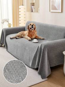 1pc Chenille Sofa Towel, Anti-Splash, Machine Washable, Non-Slip, Suitable For Bedroom, Office, Bedroom And Living Room, Home Decoration