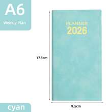 1 neuer Planer 2026 - 17,5 cm / 9,5 cm - mit Lesezeichen, Index - 60 Blatt - 120 Seiten Erwachsenen-Planer auf Englisch, tragbares Tagebuch aus Kunstleder - acht Farben zur Auswahl, Schulmaterial, Rückkehr zur Schule