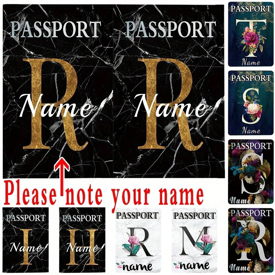 1pc Customized Name PU Passport Sleeve Holder Passport Cover ID Card Protector Business Bank Card Case Organizer Protective Leather Documents Storage Wallet Portable RFID Blocking Personalized DIY Waterproof Ultra Slim Passport Wallet Travel Accessories Clip Fold - White - View 1